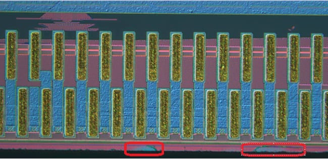 由顏色快速辨識出隱崩位置。